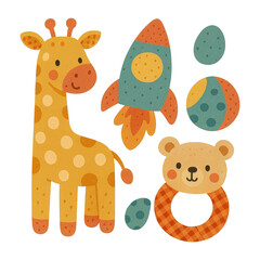 Obraz premium PNG Playful animal rocket illustration