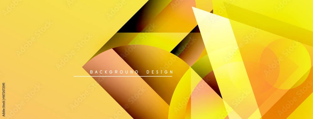 Poster abstract geometric design. yellow, orange gradients create dynamic layers. modern background suitabl