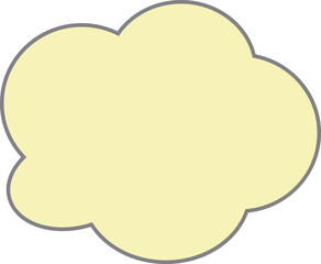 This image shows a cloud-shaped speech bubble in a yellow color. The outline is a slightly darker gray, and the background is a light gray.