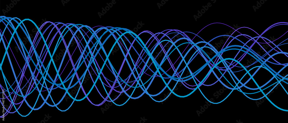 Aufkleber dynamic wave pattern on black backdrop: vibrant vector tech design.