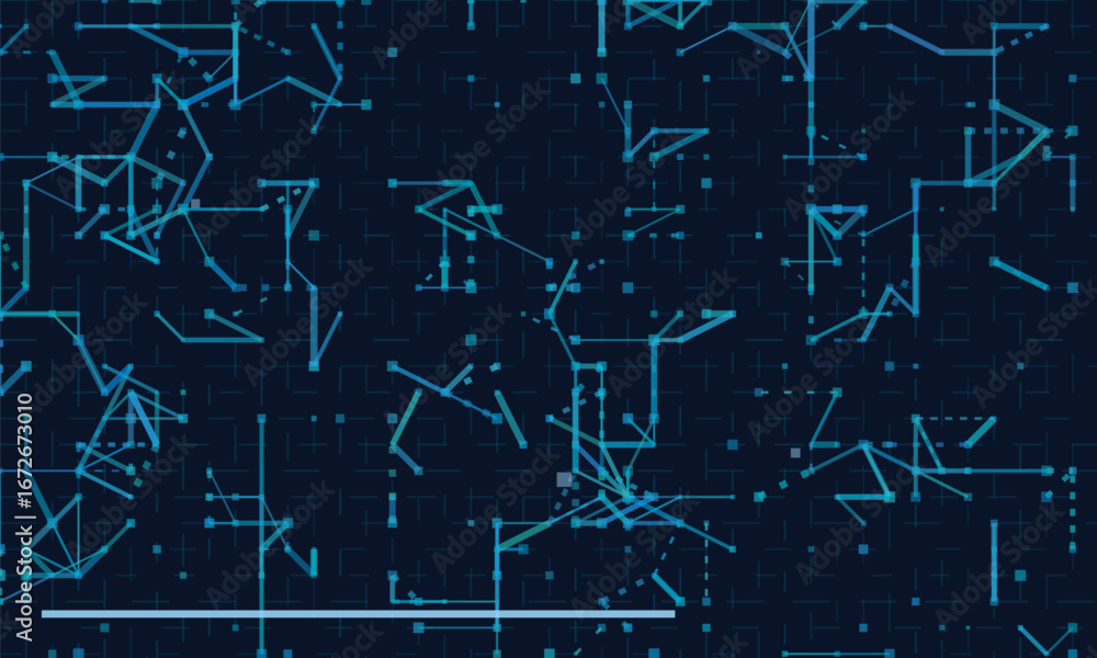 Aufkleber digital circuitry network with abstract lines on a dark blue background.
