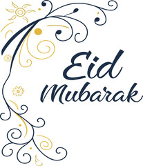 Eid Mubarak Greeting with Floral Ornament for Islamic Festival and Cultural Observance in Elegant Design