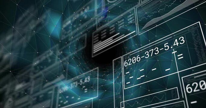 Black void emerging triggers floating data panels showing codes rotating and drifting toward vortex