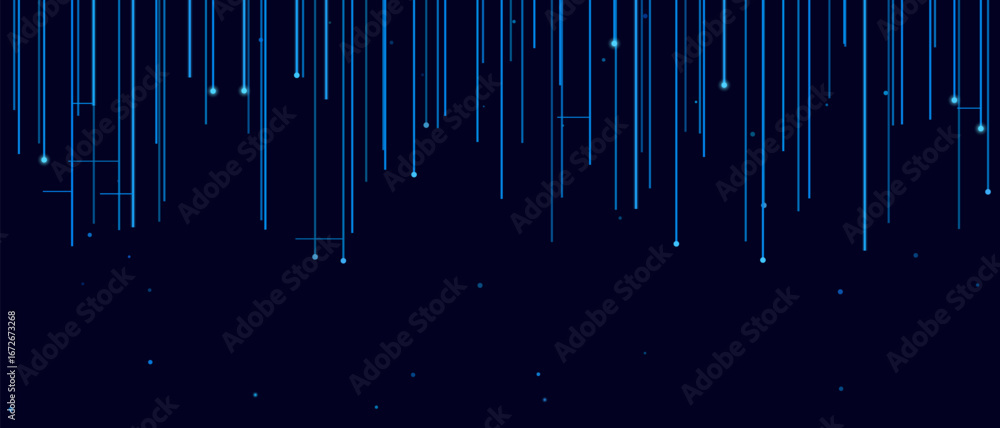 Aufkleber futuristic vector tech background with vertical lines and dots on dark blue.