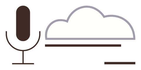 Microphone connected to cloud, representing audio recording, streaming, or storage. Ideal for technology, communication, voice data, cloud computing, streaming services audio sharing simplicity