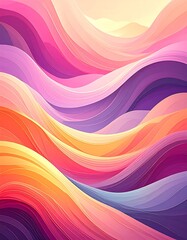 Obraz premium A vibrant abstract design features a dynamic interplay of colorful waves, creating a sense of movement and energy.