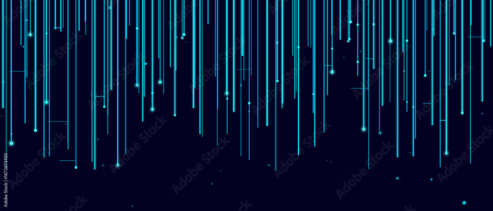 Aufkleber futuristic vector tech background with vertical digital lines and glowing points.