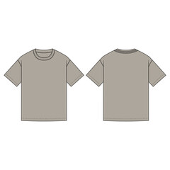 Grey Blank T-Shirt Vector Template Front and Back View