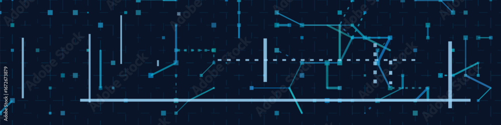 Aufkleber abstract vector tech background: blue digital circuitry and geometric patterns.