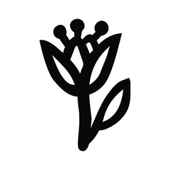 Flower Icon Hand Drawn Black - White Thick Lines