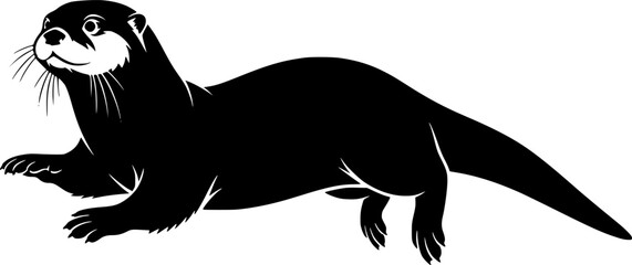 Obraz premium Otter svg, Otter silhouette, Sea otter silhouette, Sea otter svg, Otter vector, Otter clipart, River otter svg.