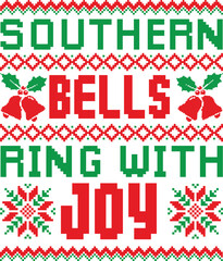 southern bells ring with joy- sweater t shirt Design Cozy winter vibes with stylish sweater t-shirt graphics