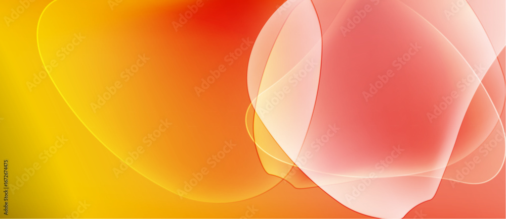 Poster abstract background features flowing shapes, warm colors. yellow blends into orange, then red. soft 