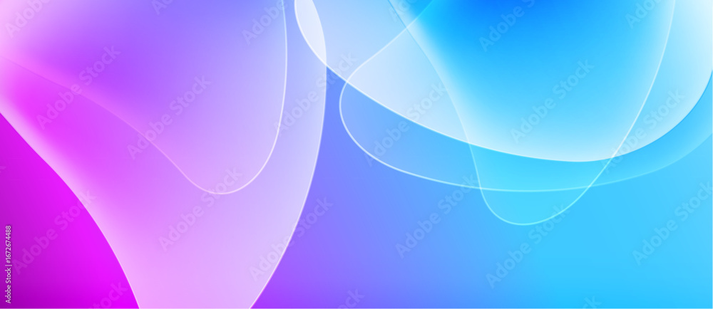 Poster abstract background features flowing shapes, vibrant purple blending into cool blues. smooth gradien