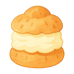 PNG Delicious watercolor cream puff illustration.