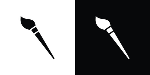 Paint brush icons in black and white clipart style
