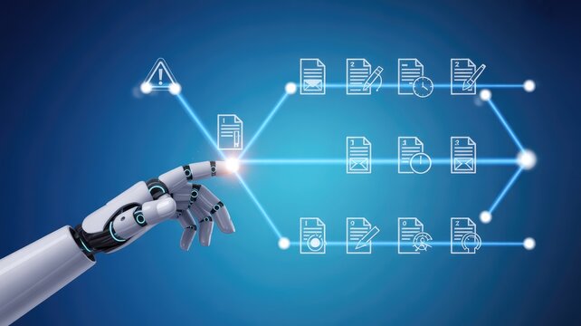 Automated document processing with robotic hand for streamlined workflows and digital transformation solutions