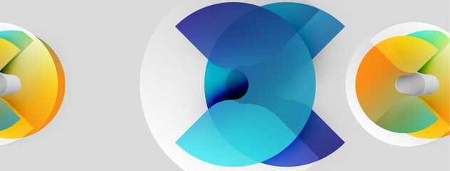 Obraz premium Abstract floral design. Overlapping petals create vibrant circular forms. Colors blend smoothly, evoking fluidity, motion.