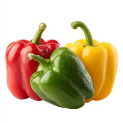 Fresh and vibrant colorful bell peppers: red, yellow, and green, representing health and delicious flavors