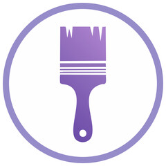 Simple gradiented paintbrush icon, tool symbol inside circle, painting service sign for creative web designs, flat design