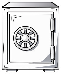 Illustration of a Secure Safe with Combination Lock and Handle