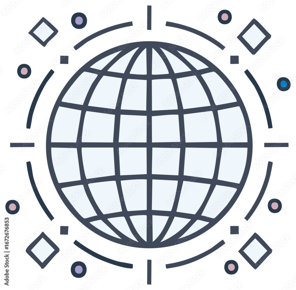 Poster planet earth globe icon with network connection lines and data points