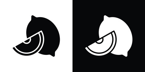 Lemon icons in black and white clipart style