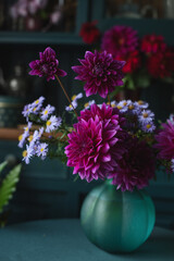 Bouquet of Purple Dahlia Thomas Edison in a vase