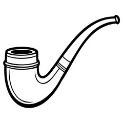 Classic tobacco pipe with a curved stem and a bowl, depicted in a simple black and white line drawing