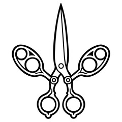 Stylized illustration of scissors with decorative handles, symbolizing creativity and precision in a graphic design