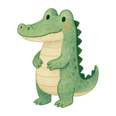 Obraz premium PNG Cute cartoon crocodile illustration.