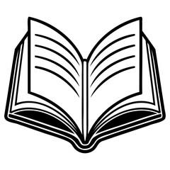 Open book icon, simple line drawing of an open book with blank pages, symbolizing knowledge and learning