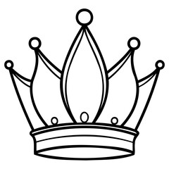 Simple black and white line art drawing of a crown with a central jewel and smaller jewels on the band