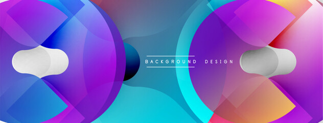 Abstract fluid shapes, vibrant colors blend. Modern design with overlapping layers, creating dynamic visual effect. Background features text elements.