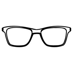 Fototapeta premium Simple black outline of modern squareshaped eyeglasses on a, representing vision and style