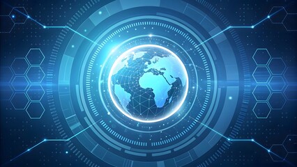 Futuristic Digital Earth Globe with Global Technology Network Connections