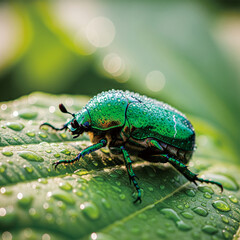 Naklejka premium bug on a leaf