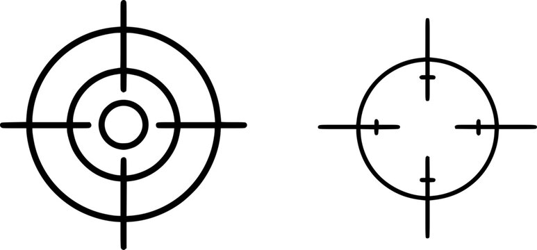 Crosshair and crop marks in outline icon Silhouette illustration isolated on white background 