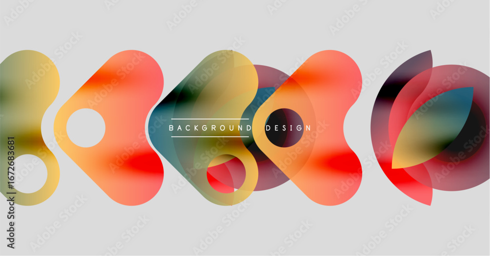 Poster abstract colorful shapes overlap, creating dynamic visual texture. modern design elements suggest fl