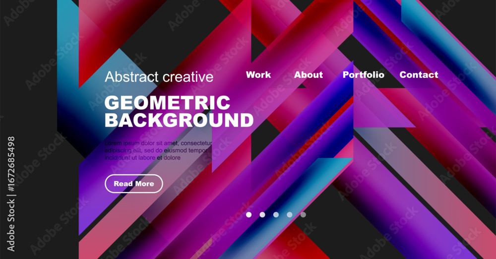 Poster abstract geometric background. vibrant colors, overlapping shapes create modern design. website head