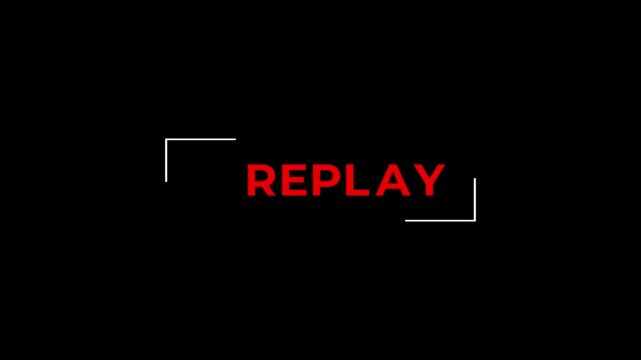 simple loop replay sign text animation on black background. Replay sign icon. 