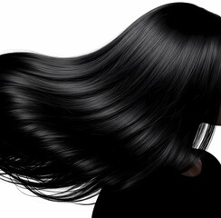 Close up of long hair style. healthy and shiny black hair