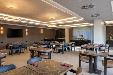 Interior of a modern hotel restaurant
