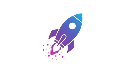 Rocket Launching Graphic in Gradient Blue and Purple