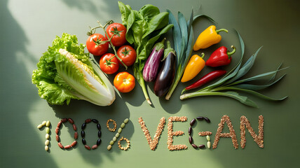 Fresh Vegetables and Legumes Forming Vegan Typography, Ultra-Realistic Healthy Food Photography