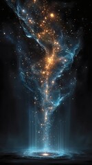 Futuristic Atom Structure with Glowing Particles