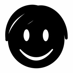 Fototapeta premium Black and White Smiley Face Icon with a Cute Haircut Design