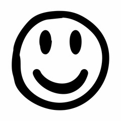 Fototapeta premium Simple smiley face with black outline and filled eyes and mouth