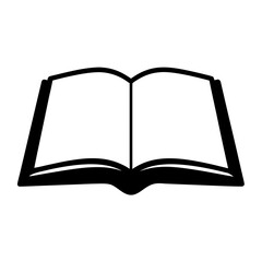 An open book silhouette against a white background symbolizing knowledge