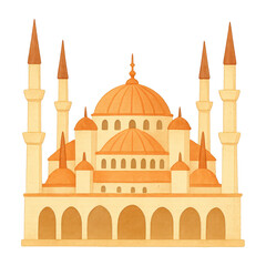 PNG Iconic mosque illustration with minarets.